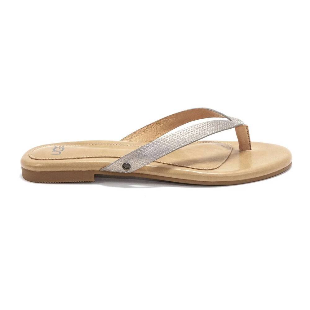 NEW UGG women's allaria ii leather flip flops in soft gold